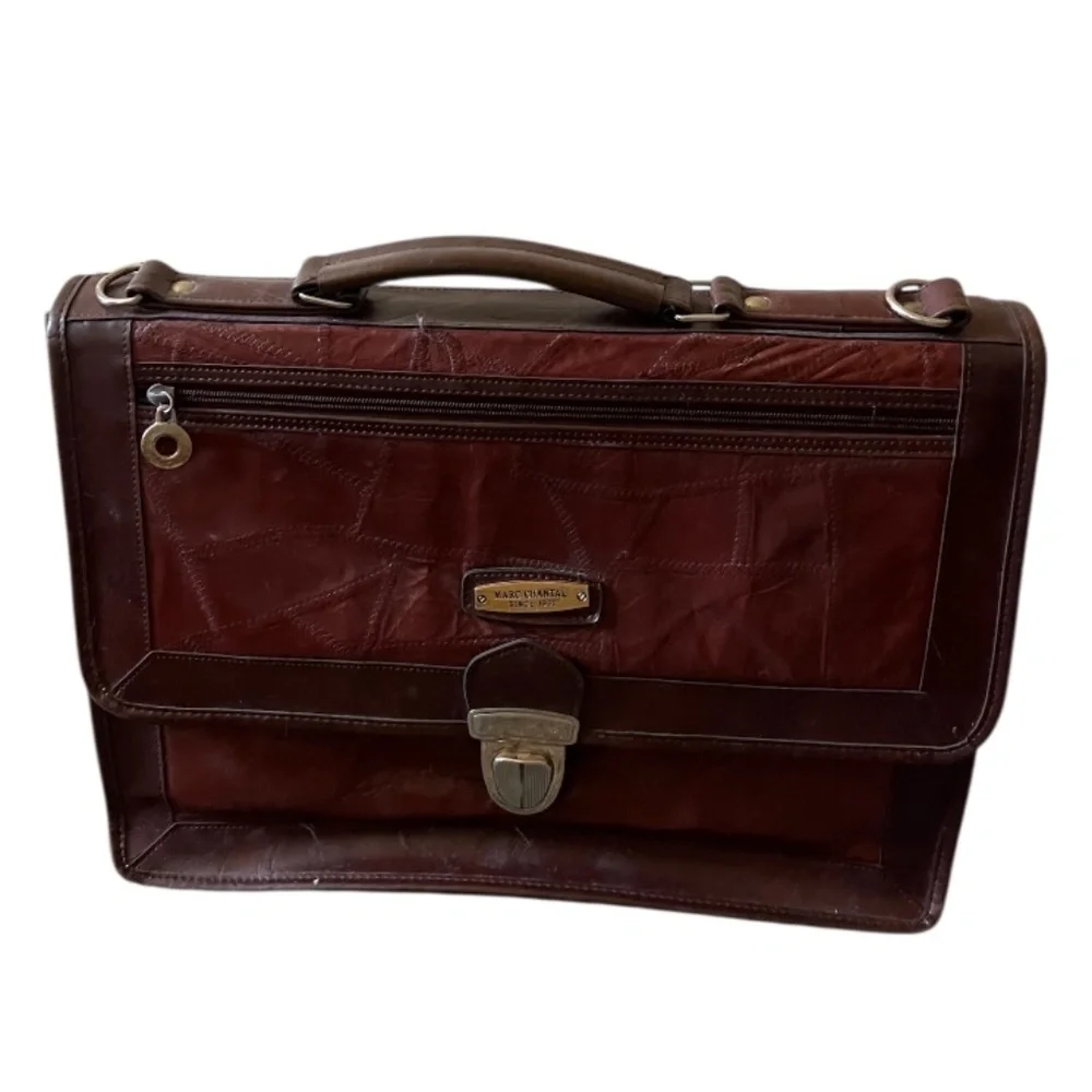 M.C. Vintage GENUINE‎ LEATHER Handbag Briefcase Messenger Patent Leather - Picture 3 of 11